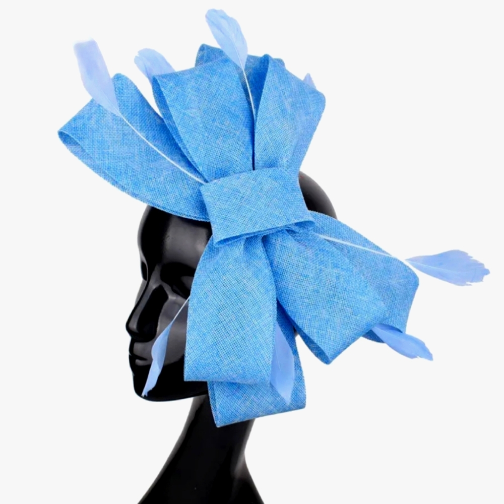 Beloved Millinery Stunning Big Bold Blue Fascinator Feathers Tea Brunch Wedding
